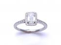 Platinum Emerald Cut Diamond Halo Ring 1.11ct