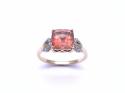 14ct Sunstone & Diamond Ring