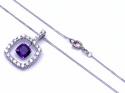 18ct Amethyst & Diamond Pendant & Chain