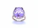 9ct Amethyst Solitaire & Diamond Ring