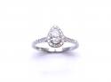 18ct White Gold Pear Diamond Halo Ring 0.51ct