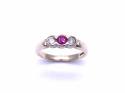 9ct Ruby & Diamond 3 Stone Ring