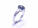 9ct White Gold Sapphire & Diamond Flower Ring