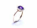 9ct Amethyst and Diamond Halo Cluster Ring 0.12ct