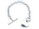 Silver Heart Tag T-Bar Bracelet