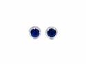 Silver Blue & White CZ Halo Style Stud Earrings