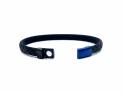 Black Leather & Blue Stainless Steel Bracelet