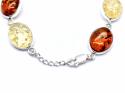 Silver Multi Amber Oval Bracelet