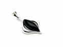 Silver Black Whitby Jet Marquise Shaped Pendant
