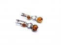 Silver Amber Spider Drop Earrings