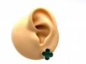 Silver Green Clover Stud Earrings