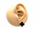 Silver Gold Plated Black Clover Stud Earrings