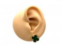 Silver Gold Plated Green Clover Stud Earrings