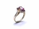 9ct Pink Topaz, Amethyst & Diamond Ring