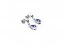 Silver Tanzanite & CZ Drop Stud Earrings