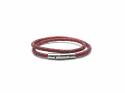Metalic Red Leather Wrap Bracelet Magnetic Clasp