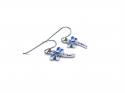 Silver Blue Created Opal Dragonfly Drop Earrings