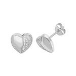 Silver CZ Heart Stud Earrings 10x10mm