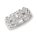 Silver Cz Mum Ring Size P