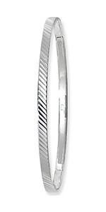 Silver Round Diamond Cut Bangle 65mm