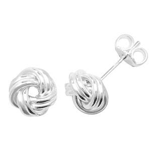 Silver Knot Stud Earrings 8mm