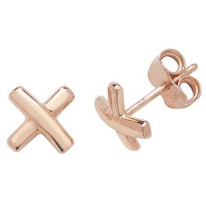 9ct Rose Gold Kiss Style Stud Earrings 9mm