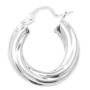 Silver Round Twisted Hoop Earrings 10mm