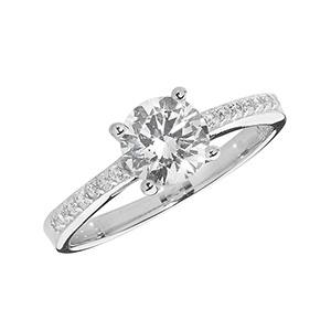 Silver CZ Solitaire Ring Size P