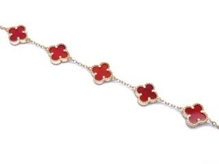 Silver Gold Plated Red Multi Clover Bracelet