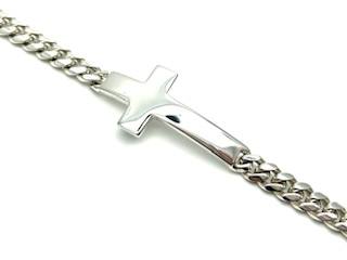Silver Cross Close Curb Bracelet