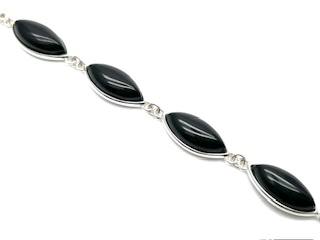 Silver Whitby Jet Marquise Bracelet