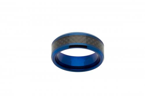 Tungsten Carbide Ring Blue & Black IP Plating 7mm