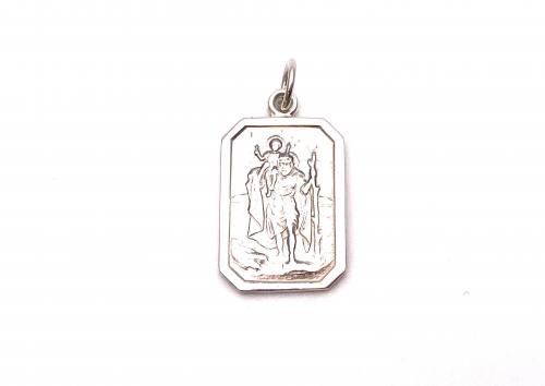 Silver Rectangular St Christopher Pendant