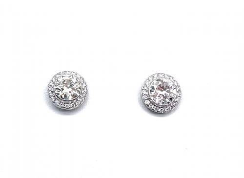 Diamond Halo Earrings Est 3.16ct