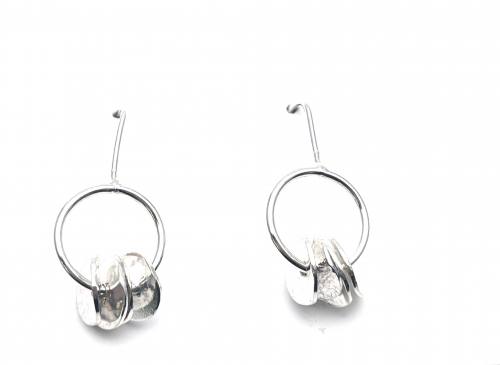 Silver Cairn Stud Hook Circle Earrings