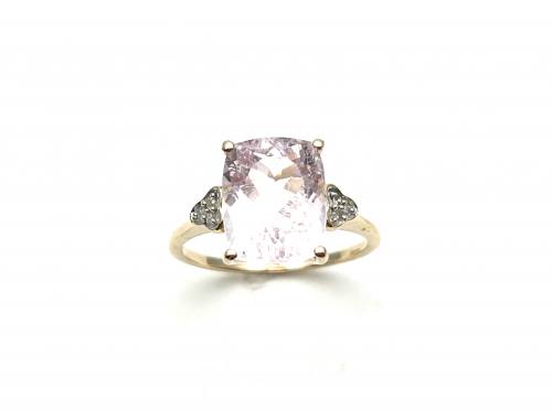9ct Kunzite & Diamond Ring