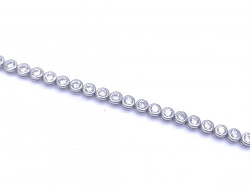 Silver CZ Rubover Tennis Bracelet 7 3/4 Inch