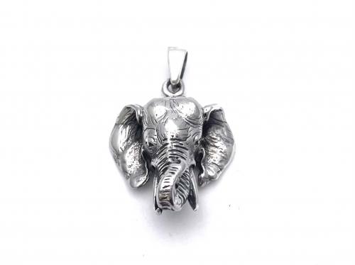 Silver Elephant Head Pendant 35 x 24mm