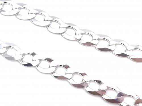Silver Flat Wide Link Curb Chain 22 inch