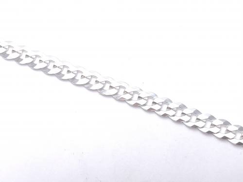 Silver Flat Diamond Cut Link Curb Bracelet 7 inch