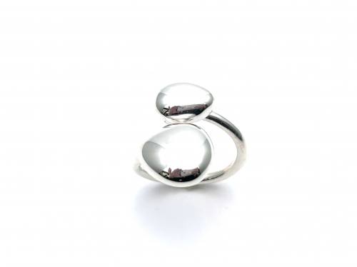 Silver Polished 2 Pebble Ring