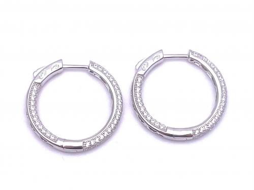Silver CZ Hoop Earrings 24mm