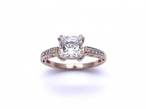 9ct Rose Gold CZ Solitaire Ring