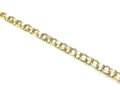 9ct Yellow Gold Engraved & Plain Belcher Bracelet