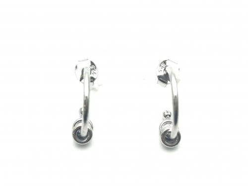 Silver Hoop Stud Earrings with Hoop Charms