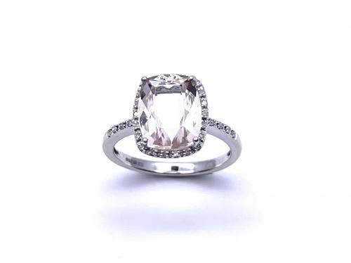 9ct Morganite & Diamond Halo Ring