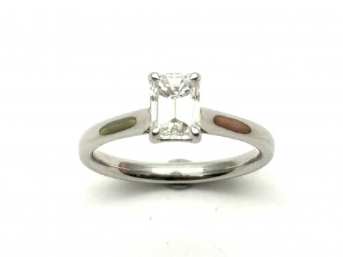 Platinum Emerald Cut Diamond Solitaire Ring 1.12ct