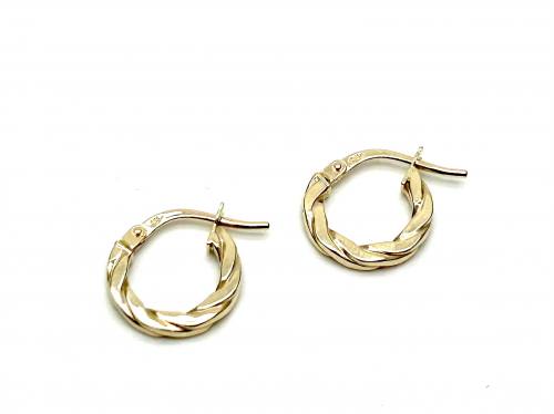 9ct Yellow Gold twisted Hoop Earrings