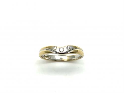 18ct 2 Colour Diamond Wishbone Ring
