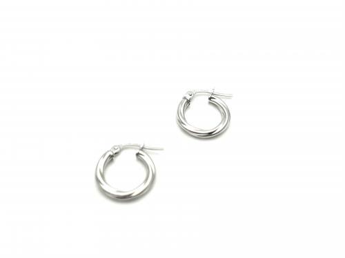 9ct White Gold Twisted Hoop Earrings 10mm